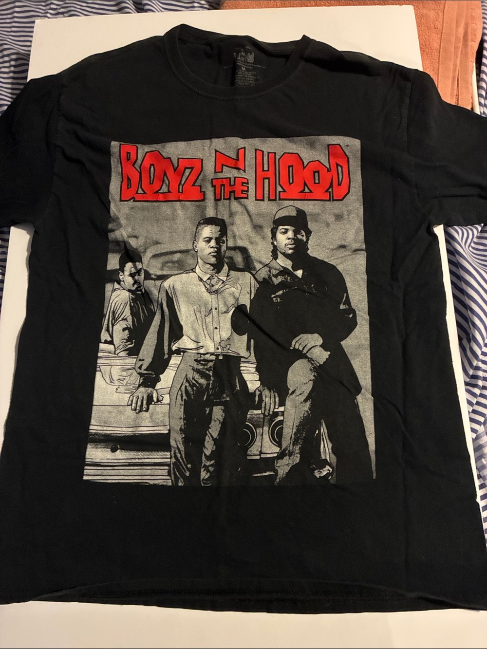 Rosso35 Black Boyz N The Hood Graphic Tee with Red Logo